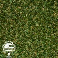 Close up image of brown and green artificial grass