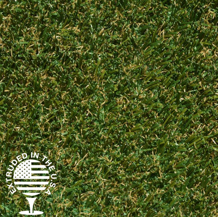 Close up image of brown and green artificial grass Close up image of brown and green artificial grass