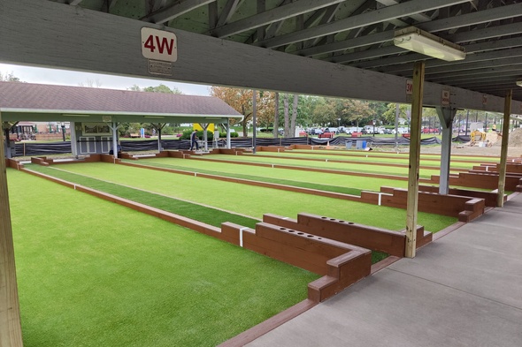 Greenwich Bocce Ball Game using artificial grass
